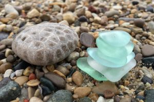 Beach Glass with a Petoskey Stone