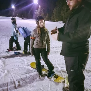 Taking skiing lessons at Crystal Mountain