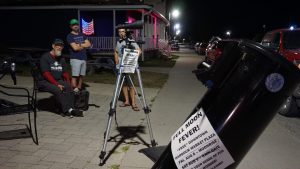 Full Moon Fever Event with Tony Miller and telescopes and passers-by. Photo Courtesy of Cynthia Hector Johnson
