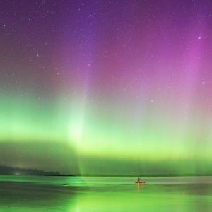 Kayaking under the Norther Lights on Beaver Island International Dark Sky Sanctuary in Lake Michigan