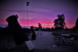 Telescopes at Dusk, ready for an event at Donegal Bay. Photo Courtesy of Cynthia Hector Johnson