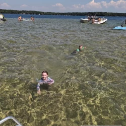 Summer boating on Long Lake in Traverse City, Michigan