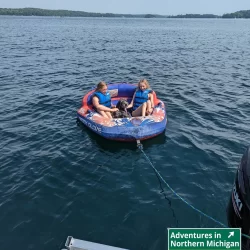 Summer boating on Long Lake in Traverse City, Michigan