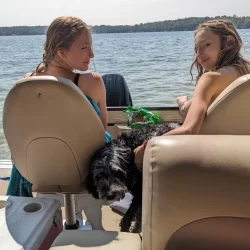 Summer boating on Long Lake in Traverse City, Michigan