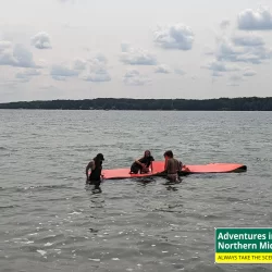 Summer boating on Long Lake in Traverse City, Michigan