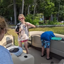 Summer boating on Long Lake in Traverse City, Michigan