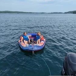 Summer boating on Long Lake in Traverse City, Michigan