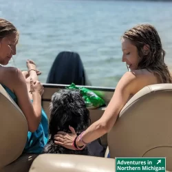 Summer boating on Long Lake in Traverse City, Michigan