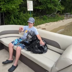 Summer boating on Long Lake in Traverse City, Michigan