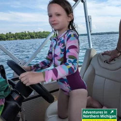 Summer boating on Long Lake in Traverse City, Michigan
