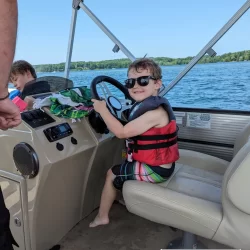 Summer boating on Long Lake in Traverse City, Michigan