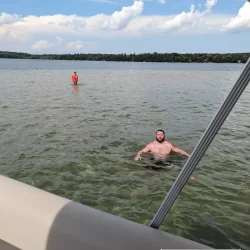 Summer boating on Long Lake in Traverse City, Michigan