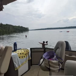 Summer boating on Long Lake in Traverse City, Michigan