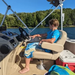 Summer boating on Long Lake in Traverse City, Michigan